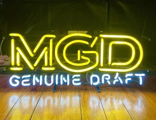 Vtg Miller Genuine Draft MGD 25" Real Tube Neon Bar Sign