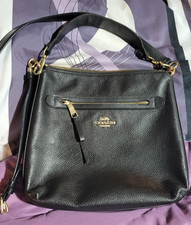 Coach Mae File Black Pebbled Leather Crossbody Bag F34823