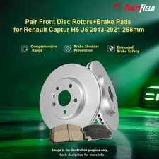 Pair Front Disc Rotors+Brake Pads for Renault Captur H5 J5 2013-2021 258mm