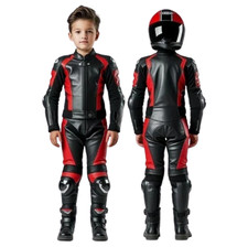 Motorbike Kids Racing Leather Suit with Armor | Youth Biker Protective Gear Suit