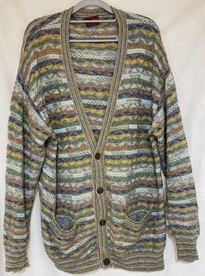 Vintage Missoni Example Multicoloured XL Knit Cardigan Sweater Made In Italy
