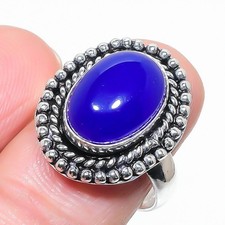 Blue Onyx Gemstone Handmade 925 Sterling Silver Jewelry All Size Ring For Gift