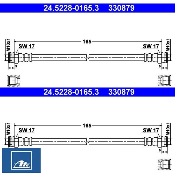 2X Bremsschlauch ATE 24.5228-0165.3 2 BremsschläUche Rechts Links Hinten-image