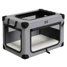 Collapsible Dog Crate 36 Inch with Plush Mat, 5 Mesh Windows Foldable Pet Ken...