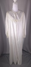 Vintage Barbizon Robe Womens Large White Lace Long Nightgown Peignoir USA 80s