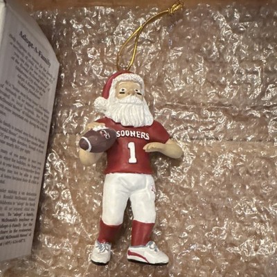 McDonald's AMP Oklahoma Sooners Santa Football Ornament Red White Holiday