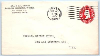 #ad Detroit MI Chemical Works Postal Cover Michigan $14.99