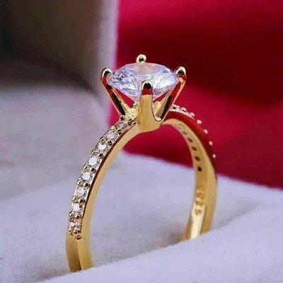 2.00Ct Round Cut Moissanite Women's Engagement Ring 14k Yellow Gold Plated
