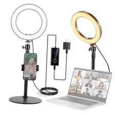 8" 18W High Power Desk Ring Light with Stand  Phone Holder, Circle RH8B