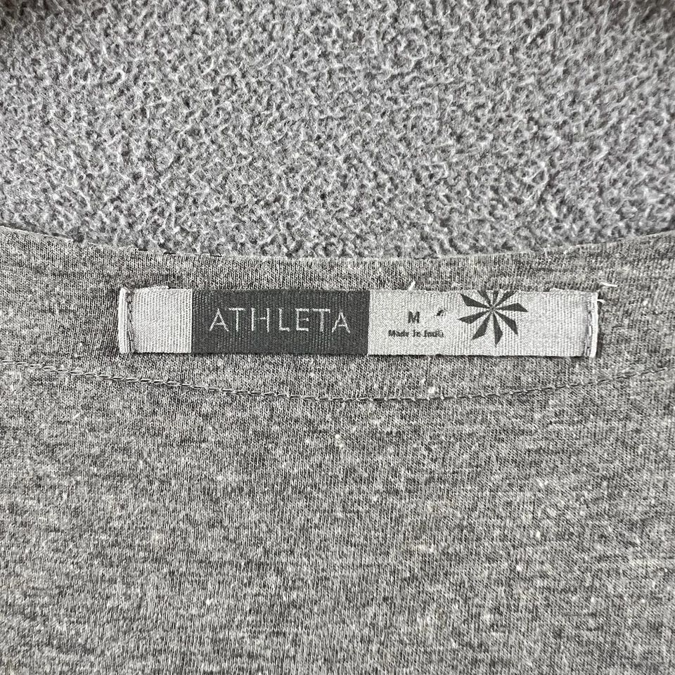 Vestido Athleta Mujer Gris Medio Dhara Burnout Cuello en V Manga Gorra Línea A Informal Foto 4 de 4