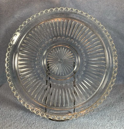 4 Vintage Indiana & Anchor Hocking Cake Food Serving Platters Plates 10-13”