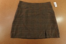 Old Navy Womens Size Medium Brown Check Knit Mini Pencil Skirt NWT