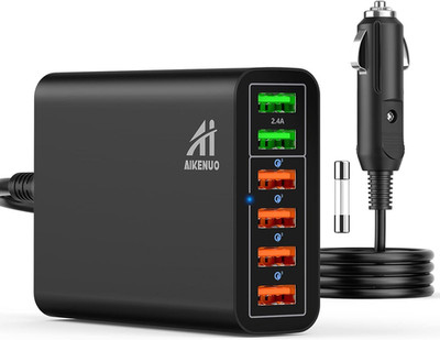 Multi Ports USB Car Charger, 96W 6 Port QC3.0 Fast Adapter Multiple Ports, with