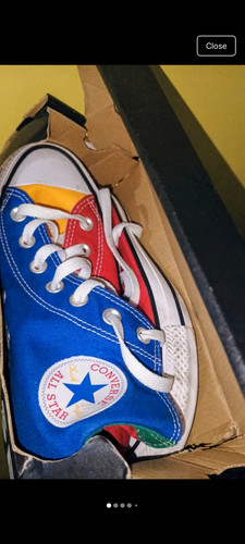 Converse,Hi-top Chuck Taylor All Star, Sneakers, Unisex, medium, Red& Blue, Cott