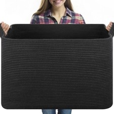 118L Extra Large Blanket Basket, 24.8" x 17.7" x 17.2" Woven Storage Basket f...