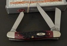 🔥2021 Case XX 6318 Crimson Red Bone Peach Seed Jig Medium Stockman Pocket Knife