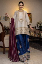 Heavy Natural Silk Launching Designer Kurta Palazzo With Dupatta For Party Wear