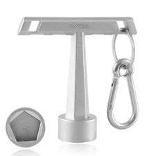 Upgraded Stainless 13/16" Penta Curb Box Key Wrench with Anti-Loss Keychain f...