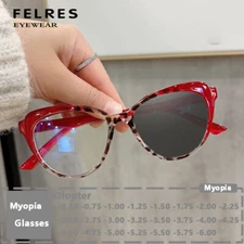 Fashion Cat Eye Photochromic Nearsighted Glasses Women Outdoor Myopia Sunglasses