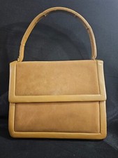Vtg GiGi Hand Bag Purse Clutch Tan Suede Leather - Made in Hong Kong 8"x 10"