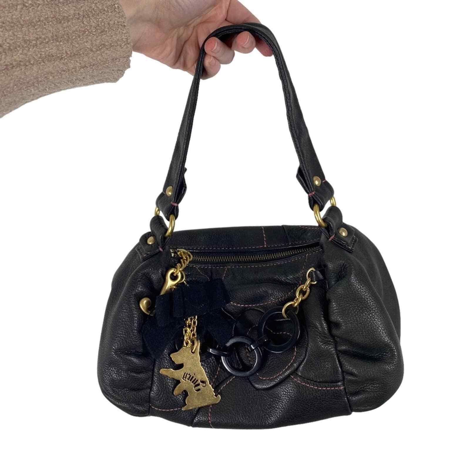 JUICY COUTURE Vintage y2k leather black dog hearts purse | eBay