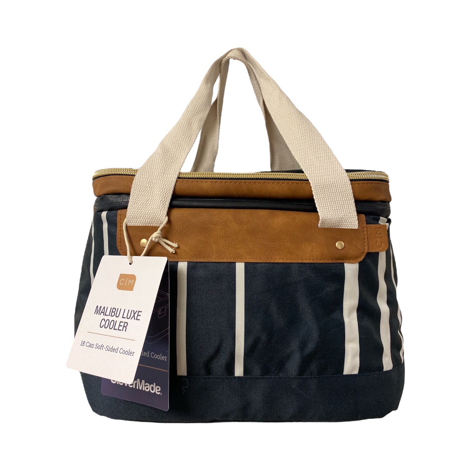 Герметичный холодильник CleverMade Malibu Luxe на 18 банок с мягкими стенками, темно-синяя полоска