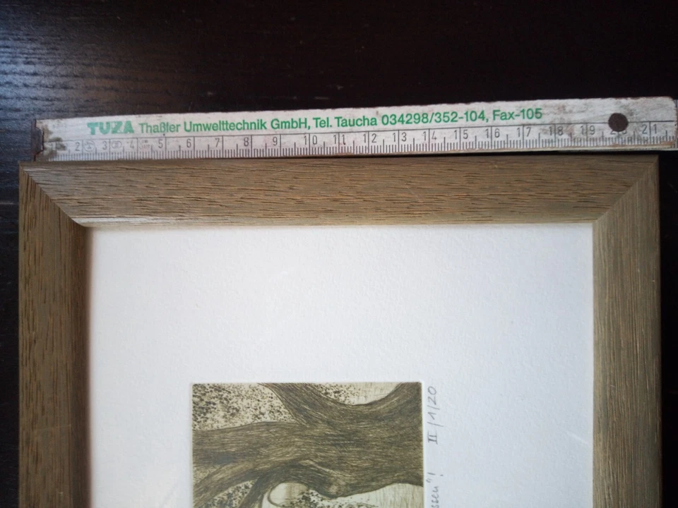 Original Zeichnung mit Holzrahmen See Landschaft Bea Koch - Bild 3 von 4