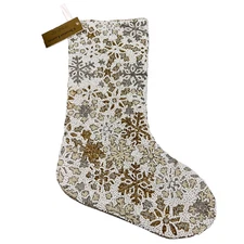 Christian Lacroix Beaded Snowflake Christmas Stocking Silver Gold White Luxury