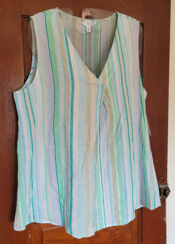 NWT TIME AND TRU Women's S 4/6 Cool Combo Striped Sleeveless Woven Tank Shirt