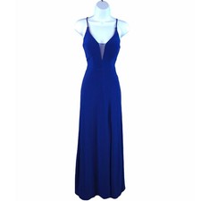 Women’s Morgan & Co. Illusion V- Neck Halter Gown Size 3 Juniors W/ Lace Up Back