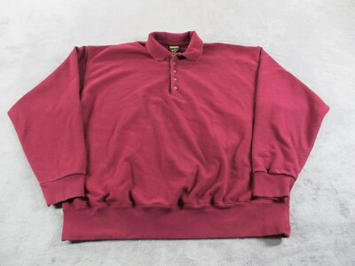 Vintage Russell Athletic Burgundy Henley Sweatshirt Mens XL Made In USA EUC