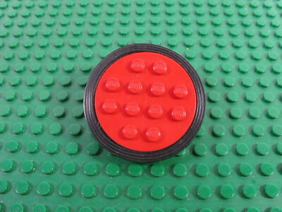 1970s LEGO Red Wheel 12 Studs with Black Tire Smooth Legoland 378 190 #715c01 36