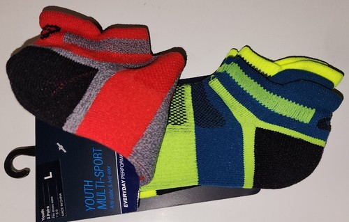 ASICS Youth Quick Lite 3 Pack Low Show Socks Multi Sport Cushioned Large New - Picture 5 of 21