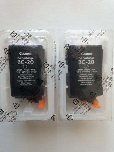 2 Cartucce Originali Canon BC-20 Nero &ndash; Aperte Ma Mai Usate, Per Stampanti BJC