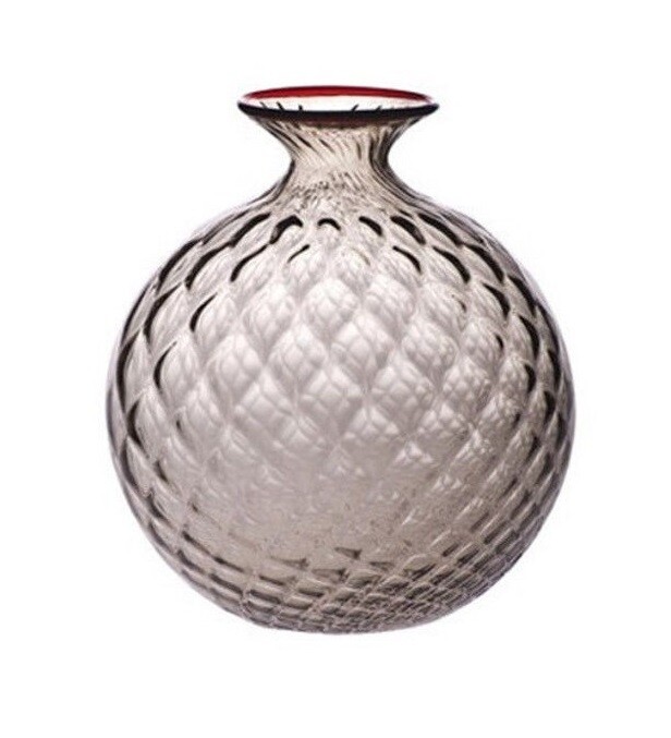 100.29 TP-RV Venini / Monofiore Balloton / vaso / talpa, filo rosso / vetro s...