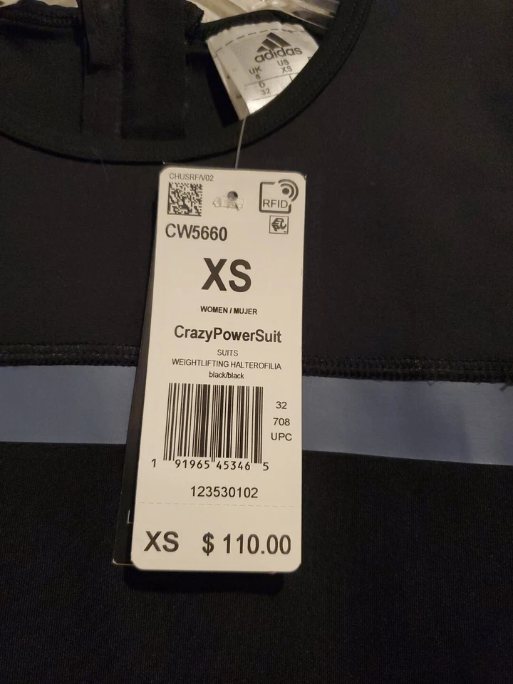 adidas Crazy Powersuit Women's Size XS Black NWT CW5660 - Image 3 of 4