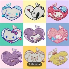 Assorted Heart-Shaped Sanrio Hello Kitty Unofficial Embroidered Iron-On Patches