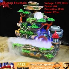 Indoor Rockery Fountain Goldfish Waterfall Feng Shui Water Sound Desktop Decor