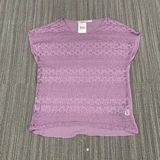 Chloe K Blouse Womens XS Extra Small Purple Sheer Lacey