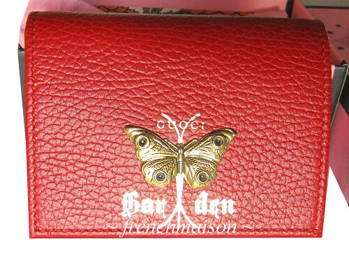 AUTHENTIC GUCCI Garden Gold Red Moth WALLET Florence Italy AUTHENTIC GUCCI Garden Gold Red Moth WALLET Florence Italy
