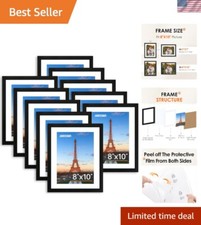 Set of 10 Black 8x10 Picture Frames with HD Plexiglass for Gallery Displays