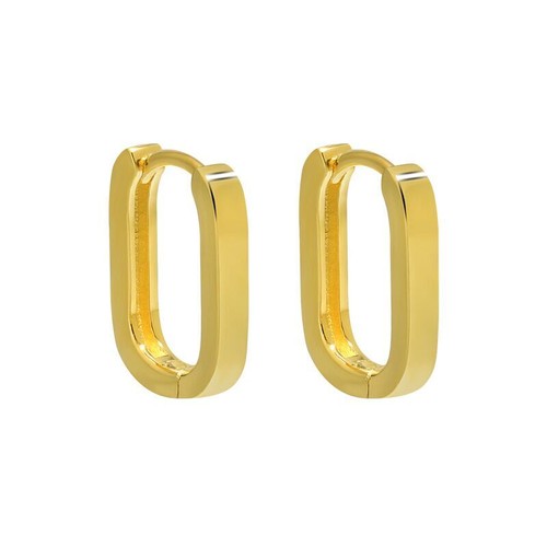 2 Colors Woman S925 Sterling Silver Oval Hoop Huggie Earrings Clip Pierced - Picture 5 of 8
