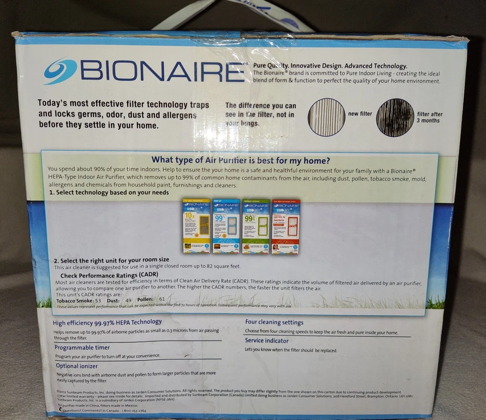 Purificador de Aire Bionaire Modelo BAP9200A-CN ~~ ¡NUEVO EN CAJA! Foto 3 de 4