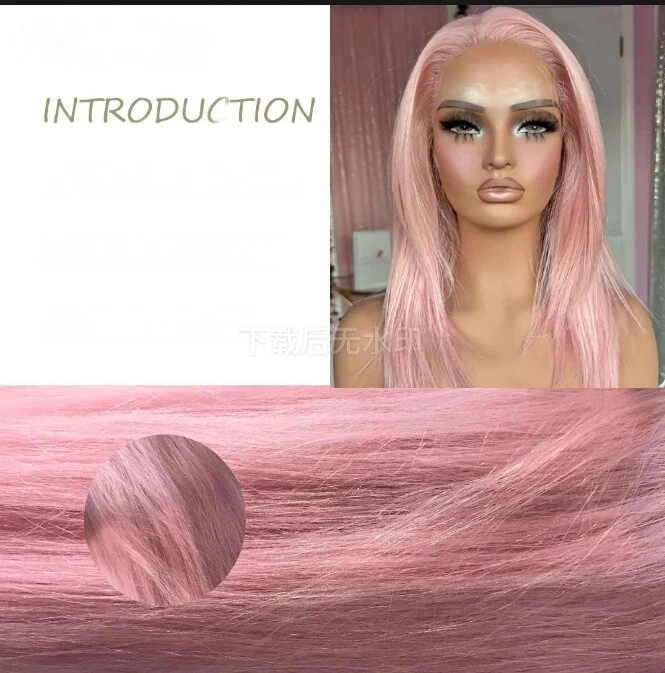 浅粉色分层人类头发 13x4 蕾丝前直假发巴西 Remy 头发 — 第 2/4 张图片