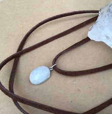 NEW Natural genuine Moonstone Sundance Charm men  s Necklace suede leather cord