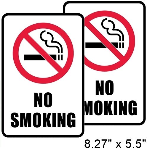2 NO SMOKING Stop Smoke cigarette Window Door Wall Warning Vinyl Sticker Decal - Picture 1 of 3
