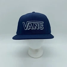Vans Men's Basic Logo Flat Brim Snapback Hat Cap Blue White Adjustable