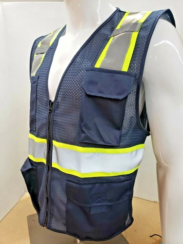 NAVY BLUE High Visibility Reflective Safety Vest (X-Small-3-XL) image 4