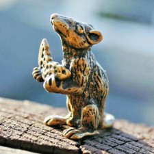 Rat With Cheese Brass Collectible Animal Figurine Home Desk - Shelf Decoration