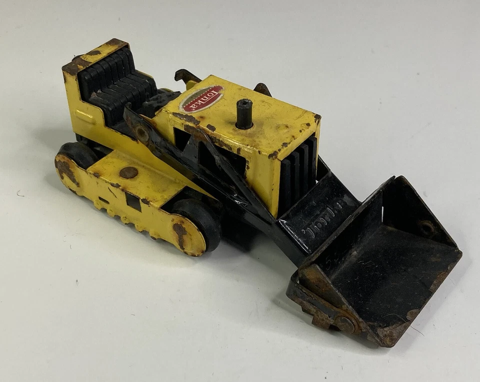 Vintage Tonka Yellow Bulldozer 4” x 2” x 2” Rusty Pressed Steel - Image 4 of 4